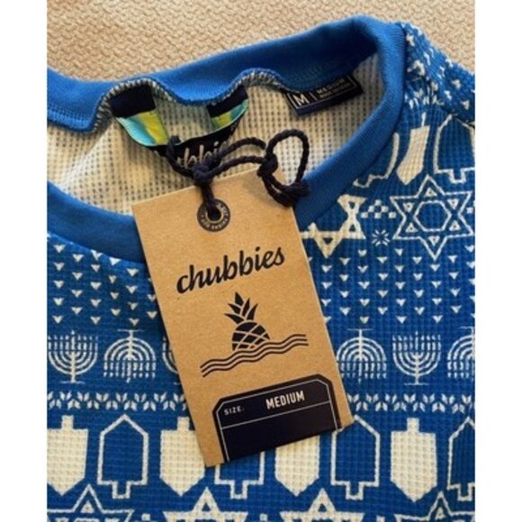 Chubbies The Funukkah Hanukkah Waffle Pajama Shirt Sleep Slim Fit Men’s Medium - Picture 7 of 8
